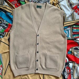 The Scotch House wool cardigan vest XL 44 made in Scotland 100% pure lambswool